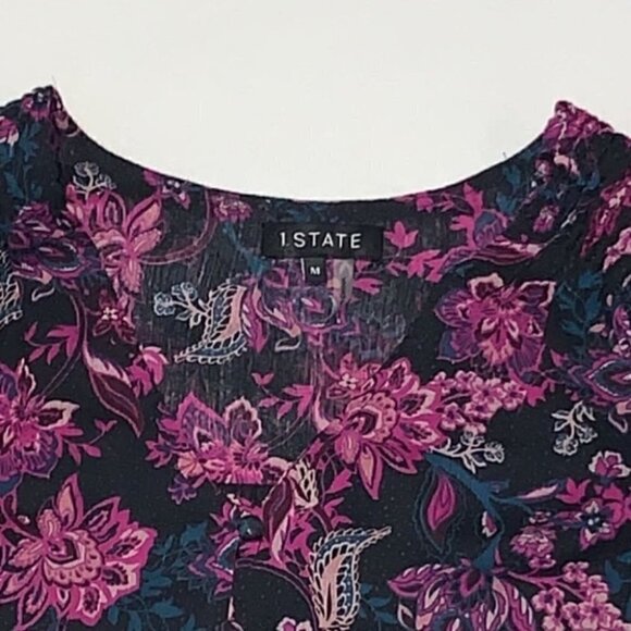 NEW 1 State Nordstrom Romantic Blouse With Smocked Trim Floral Long Sleeves - Picture 8 of 12